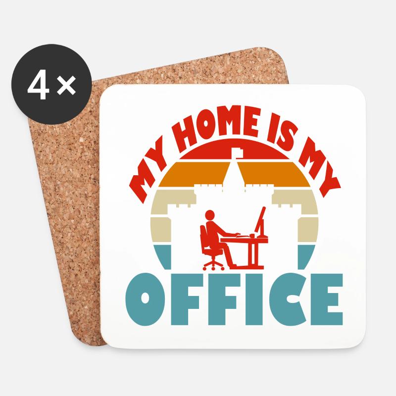 My Home is my Office - Untersetzer (4er-Set) - Weiß