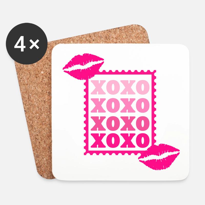 XOXO Kisses - Untersetzer (4er-Set) - Weiß
