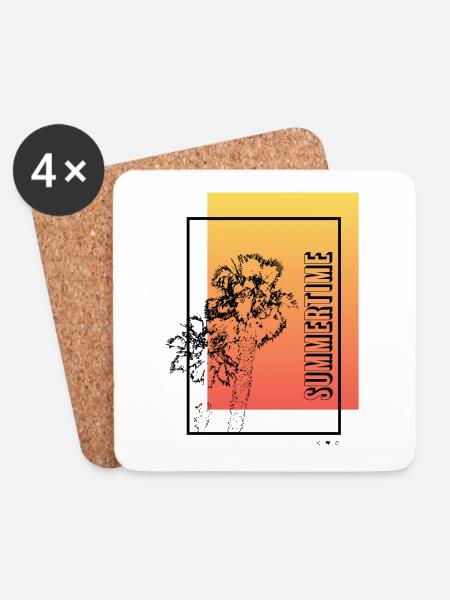 Summertime Palmen - Untersetzer (4er-Set) - Weiß