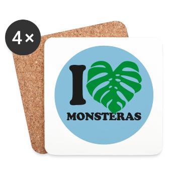 I Love Monsteras - Untersetzer (4er-Set) - Weiß - Vorne