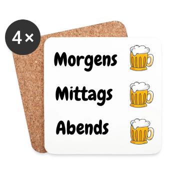 Morgens mittags abends Bier trinken - Untersetzer (4er-Set) - Weiß - Vorne