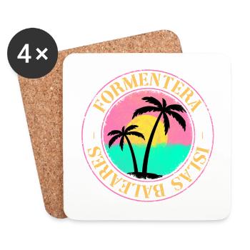 Formentera Été Sun Beach Sea Palms Vacances - Dessous de verre (lot de 4) - blanc - Devant