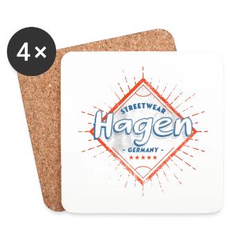 Hagen Germany City Skyline Home Love - Coasters (set of 4) - white - Front