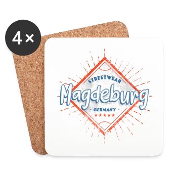 Magdeburg Deutschland Stadt Skyline Heimat Liebe - Untersetzer (4er-Set) - Weiß - Vorne
