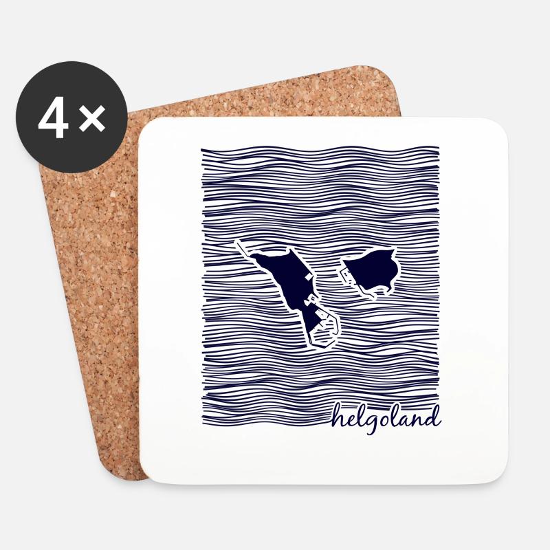 Helgoland, Schleswig-Holstein/Deutschland, Nordsee - Untersetzer (4er-Set) - Weiß