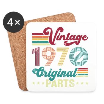 Vintage 1970 Original, Cadeau D'anniversaire - Dessous de verre (lot de 4) - blanc - Devant