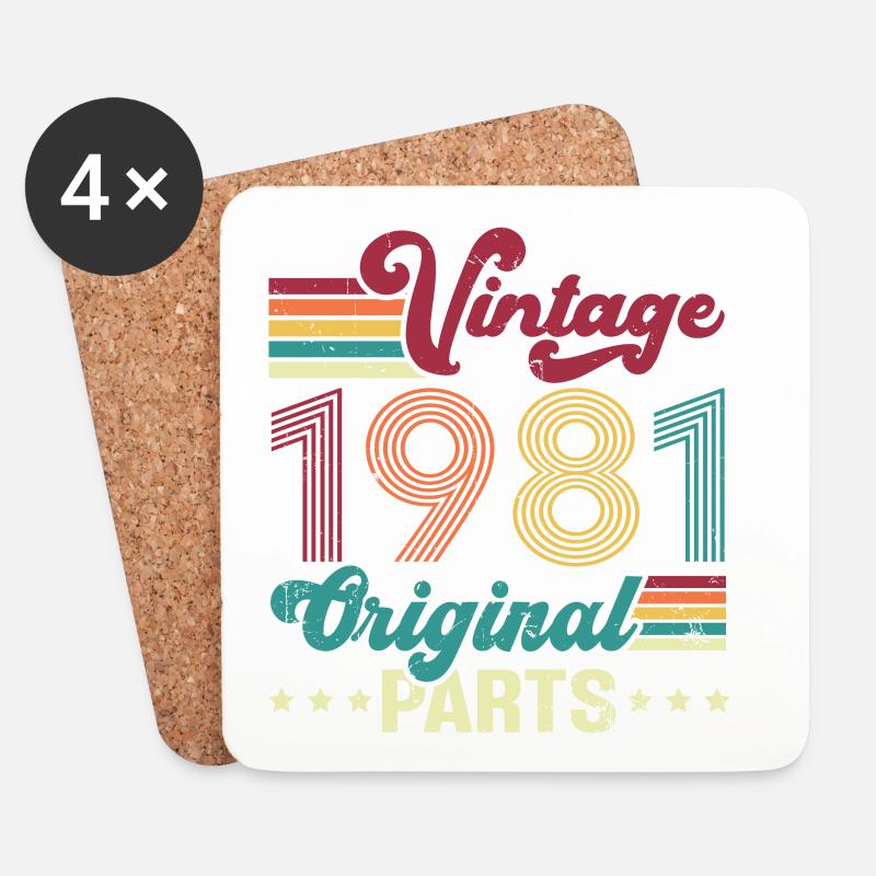 Vintage 1981 Original, Geburtstagsgeschenk - Untersetzer (4er-Set) - Weiß