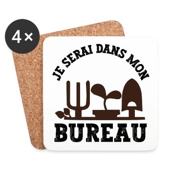 je serai dans mon bureau - Dessous de verre (lot de 4) - blanc - Devant