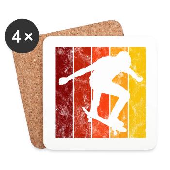 Skateboarder Skateboard Skater Skate Skateing - Dessous de verre (lot de 4) - blanc - Devant