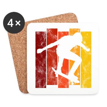 Skateboarder Skateboard Skater Skate Skateing - Dessous de verre (lot de 4) - blanc - Devant