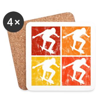 Skateboarder Skateboard Skater Skate Skateing - Dessous de verre (lot de 4) - blanc - Devant