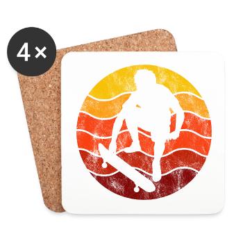 Skateboarder Skateboard Skater Skate Skateing - Dessous de verre (lot de 4) - blanc - Devant