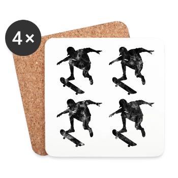 Skateboarder Skateboard Skater Skate Skateing - Dessous de verre (lot de 4) - blanc - Devant