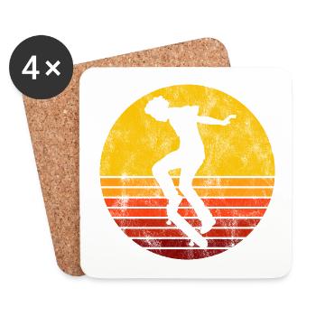 Skateboarder Skateboard Skater Skate Skateing - Dessous de verre (lot de 4) - blanc - Devant