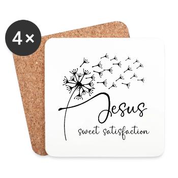 Jesus, sweet satisfaction has a chic dandelion gra - Coasters (set of 4) - white - Front