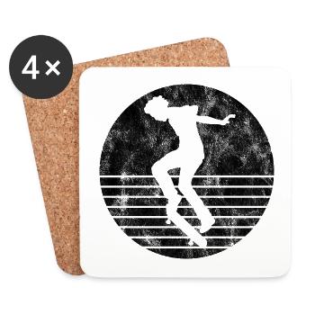 Skateboarder Skateboard Skater Skate Skateing - Dessous de verre (lot de 4) - blanc - Devant