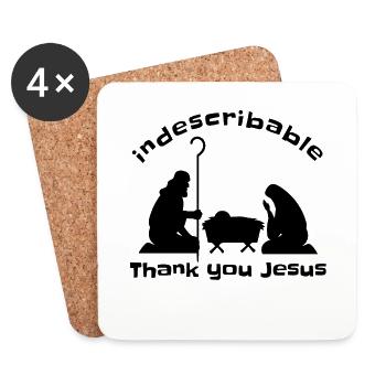 Indescribable, Thank you Jesus Christmas Nativity - Coasters (set of 4) - white - Front