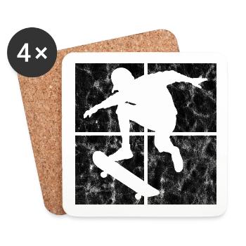 Skateboard Skateboarder Skater Skate Skateing - Dessous de verre (lot de 4) - blanc - Devant