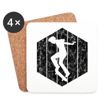 Skateboard Skateboarder Skater Skate Skateing - Dessous de verre (lot de 4) - blanc - Devant