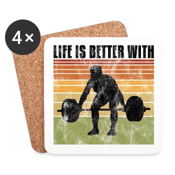 life is better with bodybuilding GYM Bodybuilder - Untersetzer (4er-Set) - Weiß - Vorne