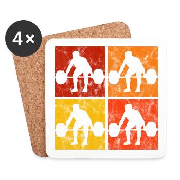Musculation Bodybuilder GYM Fitnessstudio Retro - Dessous de verre (lot de 4) - blanc - Devant