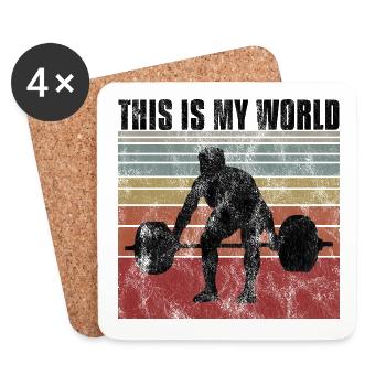 Bodybuilding c’est mon monde Bodybuilder rétro - Dessous de verre (lot de 4) - blanc - Devant