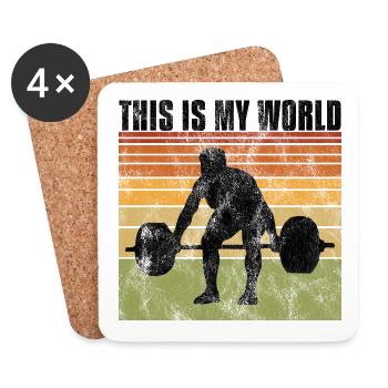 Musculation c’est mon monde bodybuilder rétro - Dessous de verre (lot de 4) - blanc - Devant