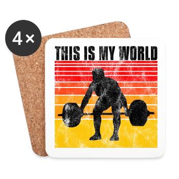 Bodybuilding this is my world Bodybuilder retro - Coasters (set of 4) - white - Front