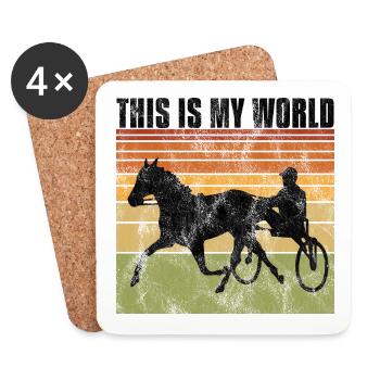 This is my World Trabrennen Trabreiten Retro - Untersetzer (4er-Set) - Weiß - Vorne