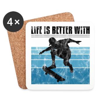 life is better on my skateboard skate skateboarder - Untersetzer (4er-Set) - Weiß - Vorne