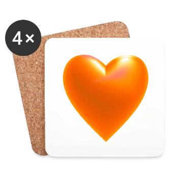 Herz orange Geschenkidee - Untersetzer (4er-Set) - Weiß - Vorne