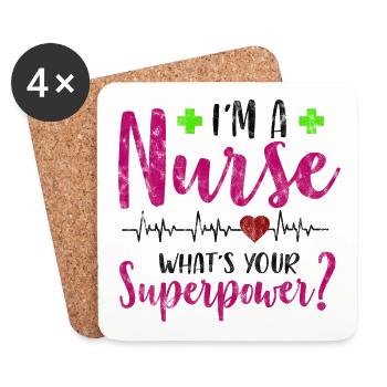 Je suis une infirmière Quel est votre superpouvoir.png.png - Dessous de verre (lot de 4) - blanc - Devant