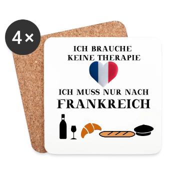 Frankreich lustig Therapie Geschenkidee - Untersetzer (4er-Set) - Weiß - Vorne