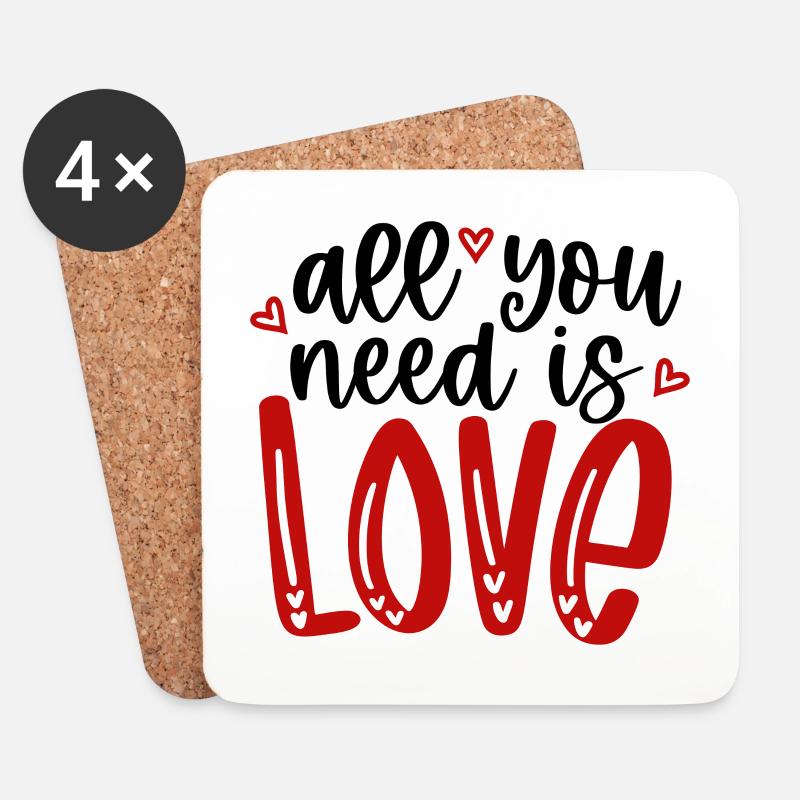AllYouNeedIsLove - Untersetzer (4er-Set) - Weiß