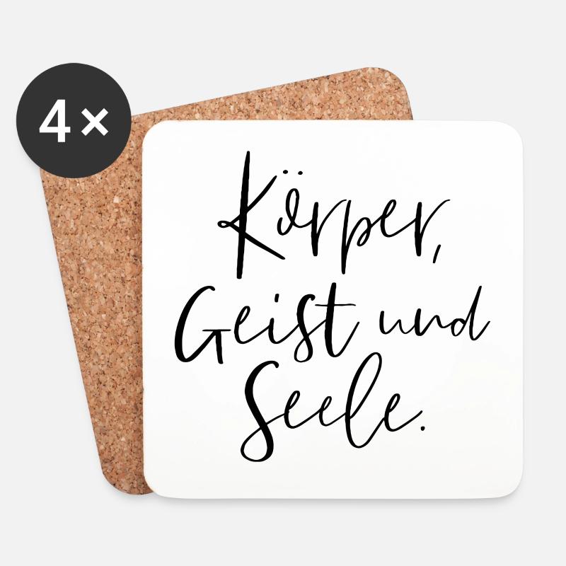 Körper, Geist und Seele - Untersetzer (4er-Set) - Weiß