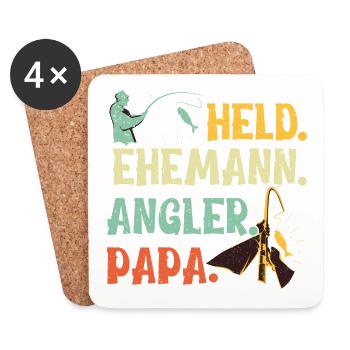 Held. Ehemann. Angler. Papa. - Untersetzer (4er-Set) - Weiß - Vorne