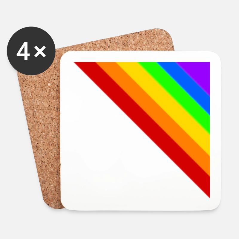 Ecke bunt Regenbogen Geschenkidee - Untersetzer (4er-Set) - Weiß