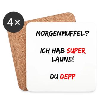 Morgenmuffel - Untersetzer (4er-Set) - Weiß - Vorne