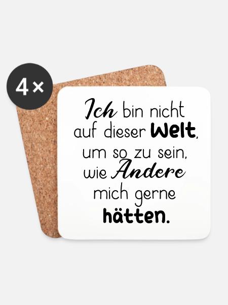 ICH DASEIN WELT SELBSTFINDUNG SELBSTLIEBE GLÜCK - Untersetzer (4er-Set) - Weiß