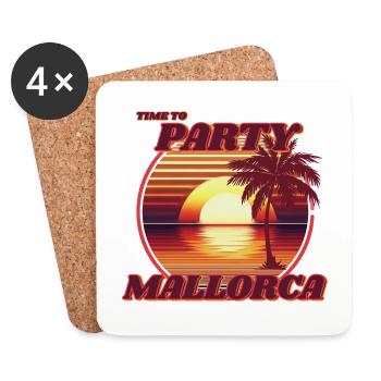 Party auf Mallorca, romantisches Retro-Sonnenuntergangsdesign. - Untersetzer (4er-Set) - Weiß - Vorne