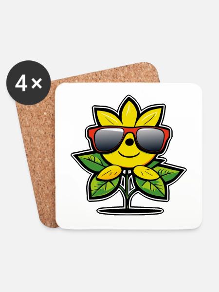 Cartoon Lemon - Coasters (set of 4) - white
