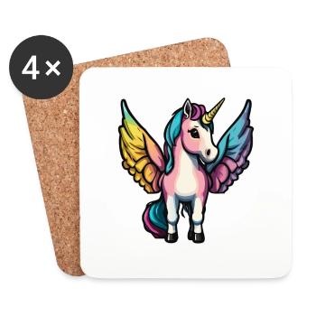 Unicorn with wings - Coasters (set of 4) - white - Front