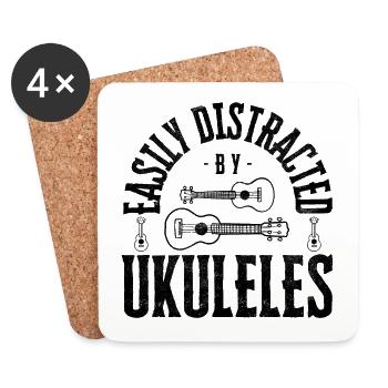 Easily distracted by Ukuleles - Coasters (set of 4) - white - Front