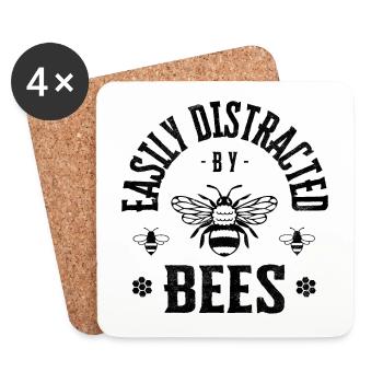 Easily distracted by bees - Coasters (set of 4) - white - Front
