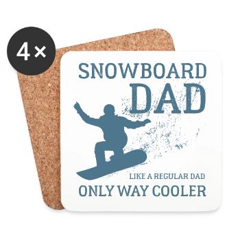 Snowboard Dad, Halfpipe, Wintersport, Skiurlaub - Untersetzer (4er-Set) - Weiß - Vorne