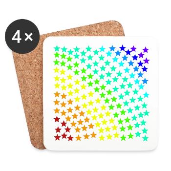Regenbogen Stern Sterne bunt Geschenkidee Muster - Untersetzer (4er-Set) - Weiß - Vorne