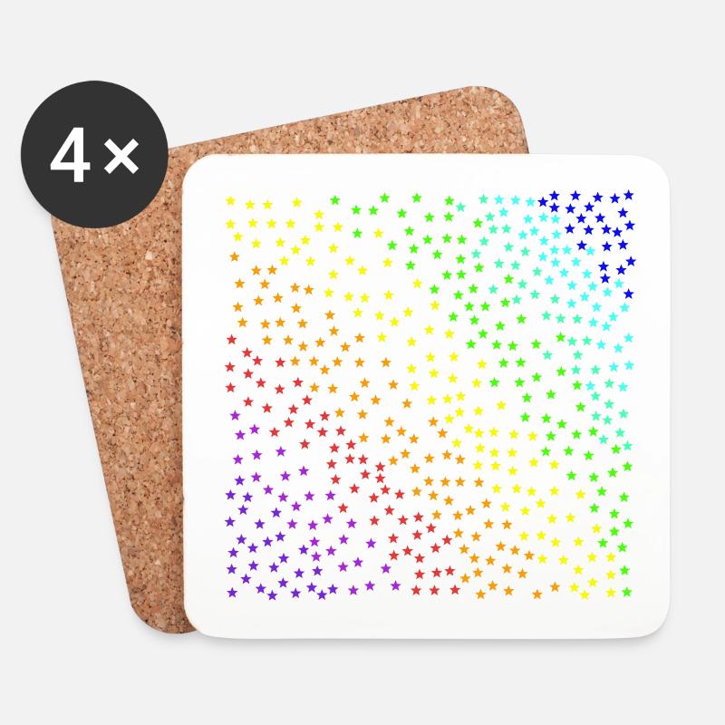 Sterne bunt Sternenhimmel Regenbogen Geschenkidee - Untersetzer (4er-Set) - Weiß