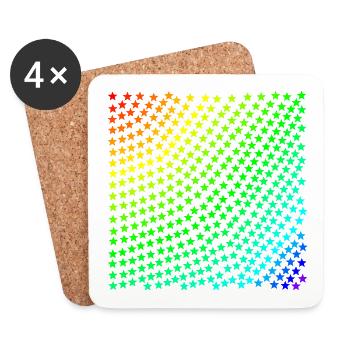 Idée cadeau colorée étoiles étoiles arc-en-ciel - Dessous de verre (lot de 4) - blanc - Devant