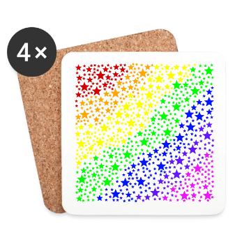 Sterne Regenbogen queer Geschenkidee LGBT LGBTQ+ - Untersetzer (4er-Set) - Weiß - Vorne