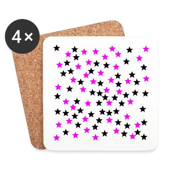 Star Pink Black Star Gift Idea - Coasters (set of 4) - white - Front
